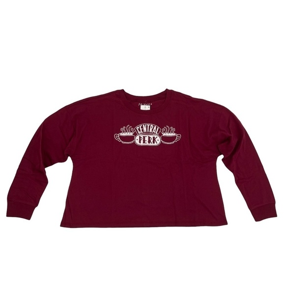 NWT Jerry Leigh F•R•I•E•N•D•S Central Perk Red Long Sleeve T-Shirt Size M Womens - Picture 1 of 5